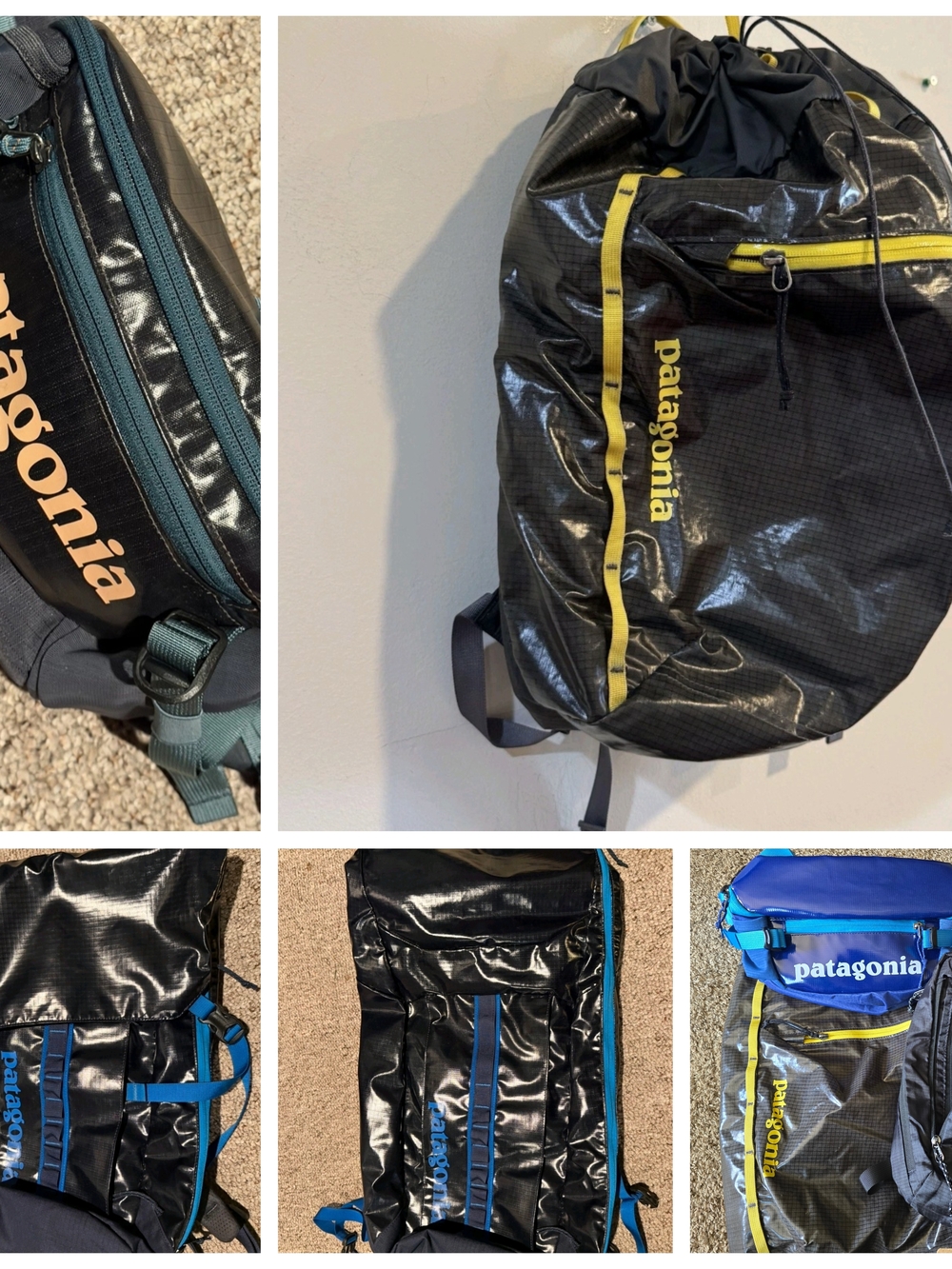 RARE PATAGONIA GLOSSY TPU BLACK HOLE COLLECTION 32 ROLL TOP 20L CINCH 5L 8L